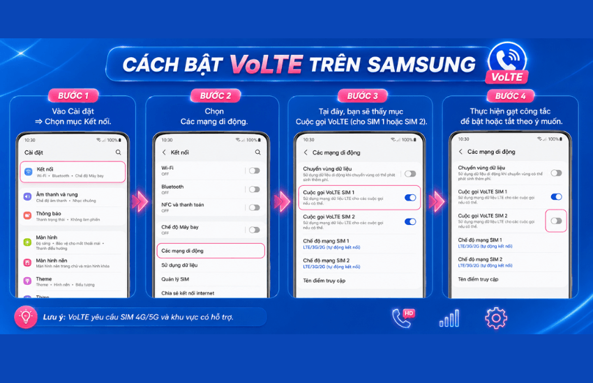 cach bat volte tren thiet bi samsung