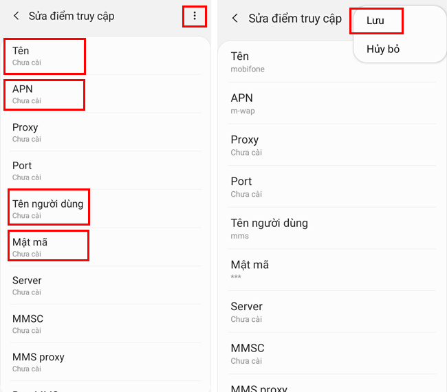 cai dat cau hinh apn mobifone