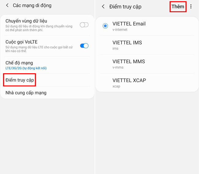 cai dat cau hinh apn mobifone