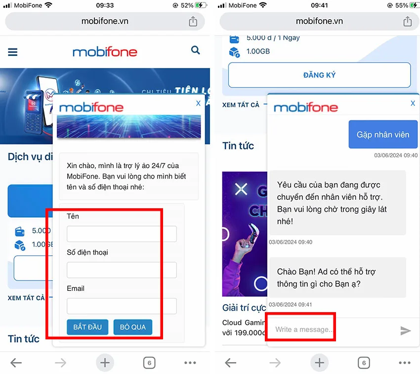 chat voi mobifone online