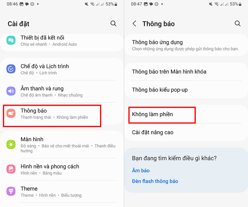 che do khong lam phien co nhan duoc cuoc goi tin nhan khong?