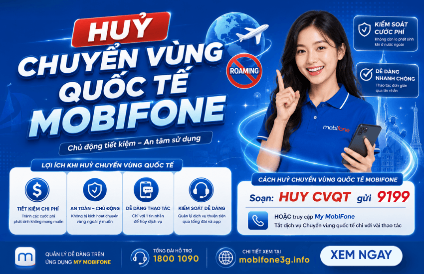 Cách tắt Roaming chuyển vùng quốc tế MobiFone miễn phí 100%
