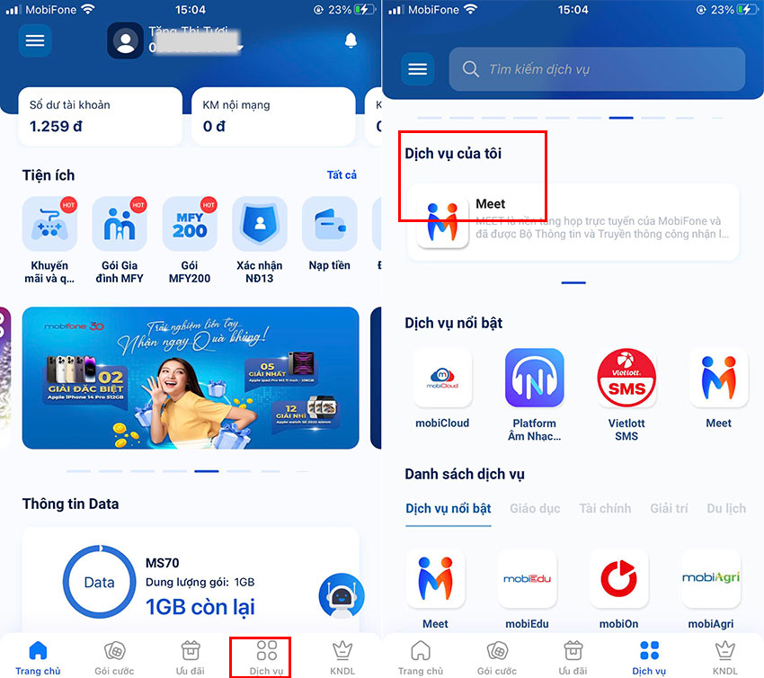 huy cuoc goi nho mobifone