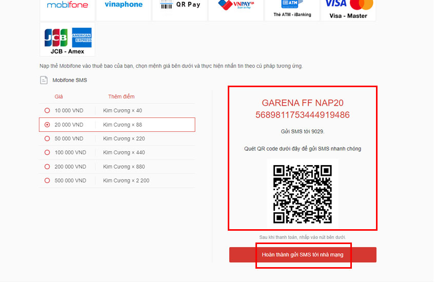 mua the garena bang sim mobifone