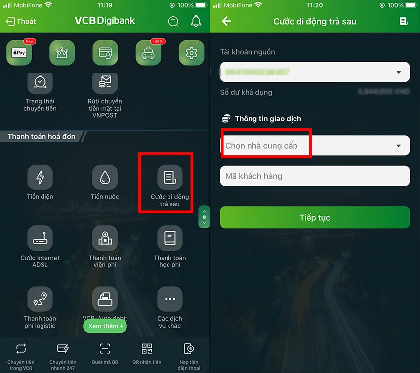 nap tien thue bao tra sau mobifone
