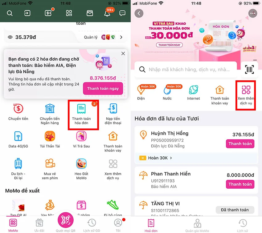 nap tien thue bao tra sau mobifone