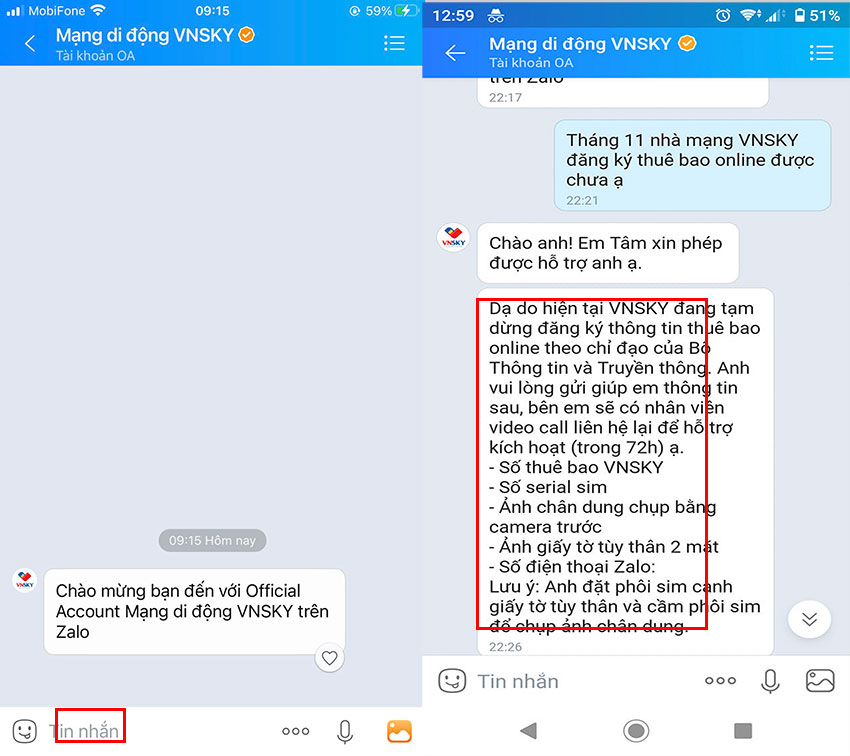 sim vnsky khong kich hoat duoc