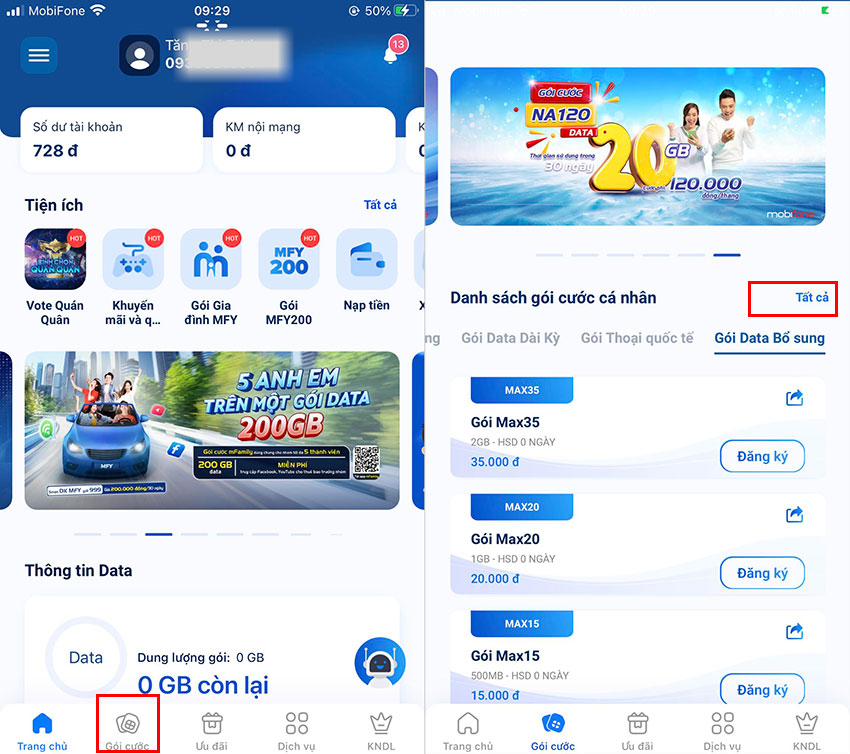 tang data mobifone cho thue bao khac