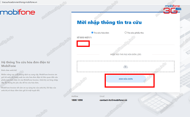 tra hoa don mobifone invoice